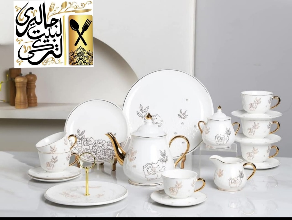 طقم شاى وجاتوة  بورسيلين 25 قطعة 
