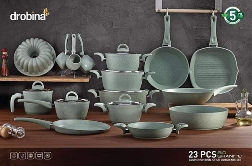 [84003003] طقم حلل دوربينا 23 قطعه جرانيت او تيتانيوم