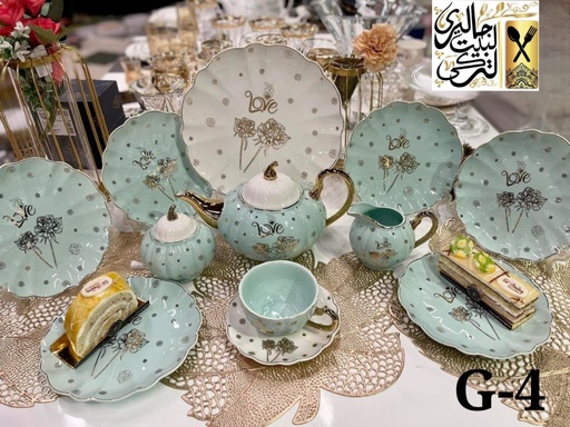 [52005503] طقم شاي وجاتوه بورسيلين 24 قطعه 